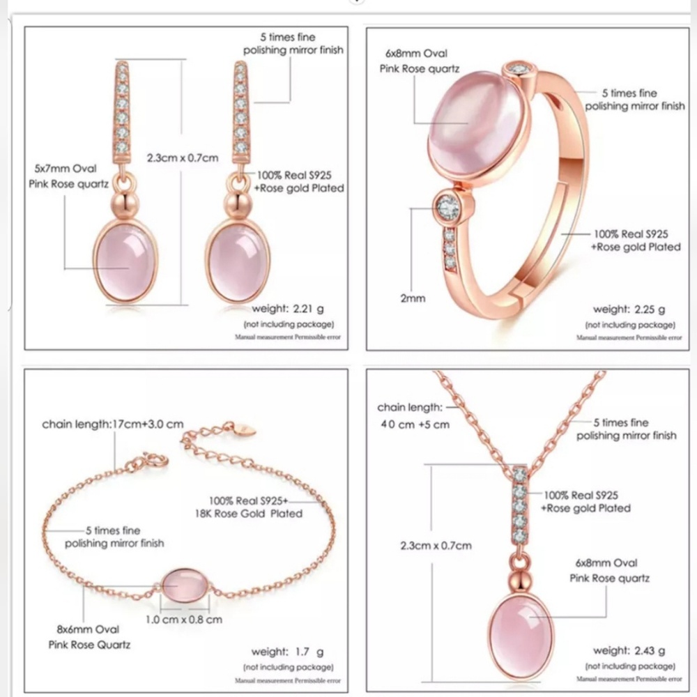 🎁LAST 1 🎁925 RGP Rose Quartz & CZ Oval Earrings - Picture 6 of 6